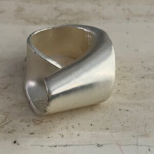 Sculptural Modernist Silver Large Ring Vintage Statement Contemporary Big Curled